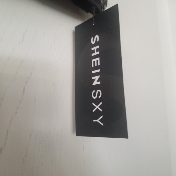 NWT Shein SXY XL Black Sequin Tube Top Zip Back Strapless - Picture 3 of 7